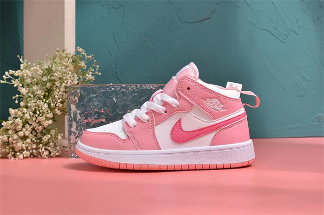 Youth Running Weapon Air Jordan 1 Pink/White Shoes 0145